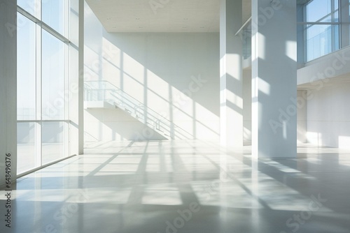 Minimalist urban space with natural light and shadows. Generative AI