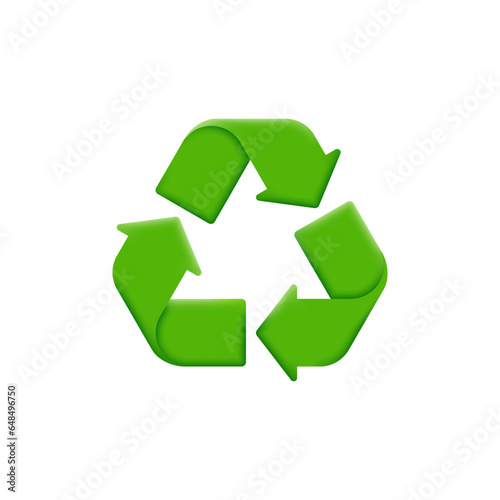 Recycle symbol. Green looped arrows icon for product information, packaging mark, ecology, environment day, Earth day, zero waste, conservation concept. Isolated vector illustration