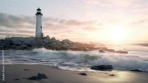 Lighthouse with ocean view sunset