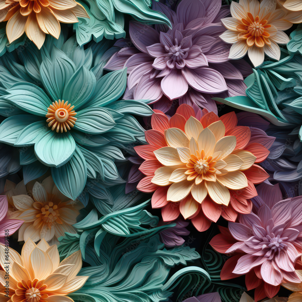 seamless floral pattern 3d flowers seamless floral pattern 3d flowers