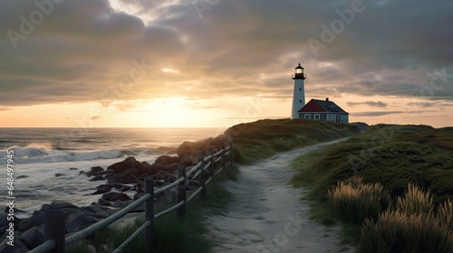 Lighthouse with ocean view sunset © Beny