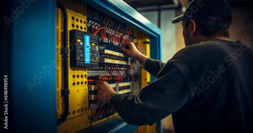 Electricity electrician repairman engineer cabling industrial technician equipment maintenance working