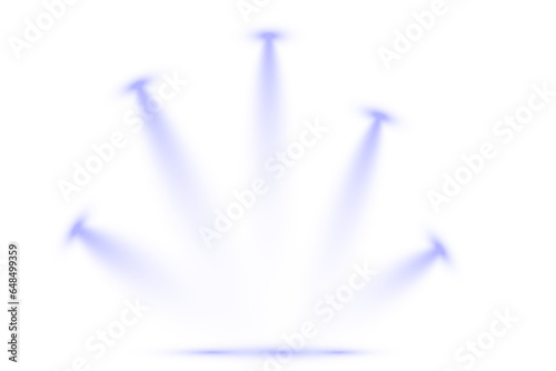 Realistic depiction of blue light. Stage light. Light from a lamp or spotlight. illuminated scene. Real transparent background. Vector illustration.	