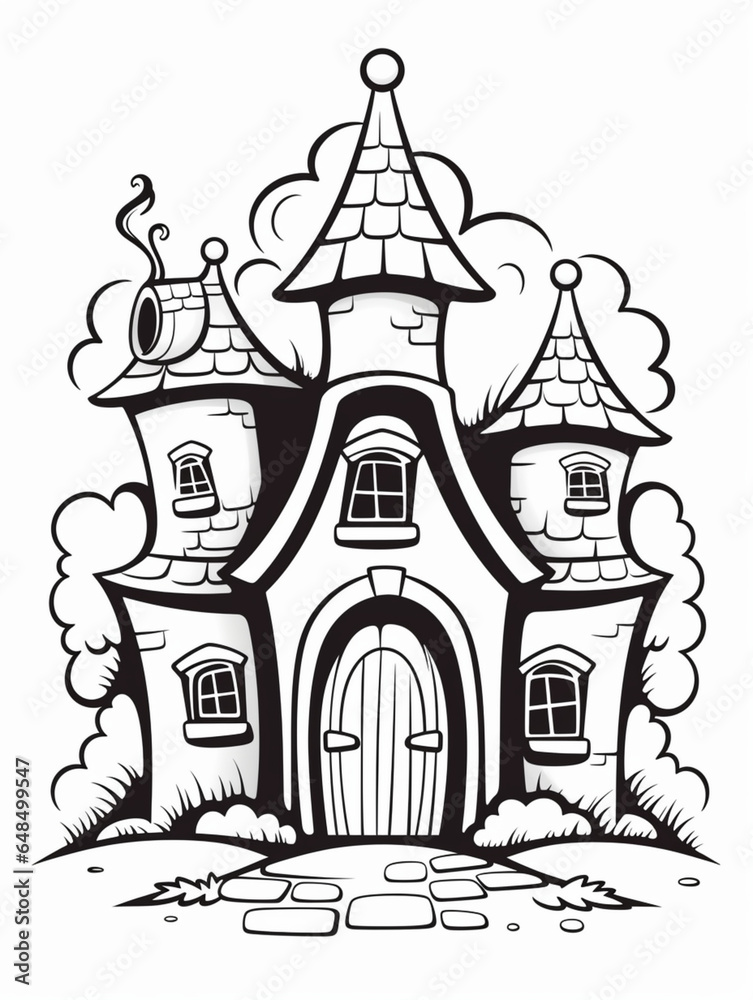 old house coloring page for coloring book