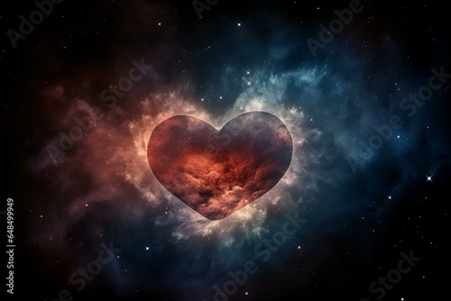 Nebulaic heart, romantic galaxy, love's symbol. Generative AI © Genevieve