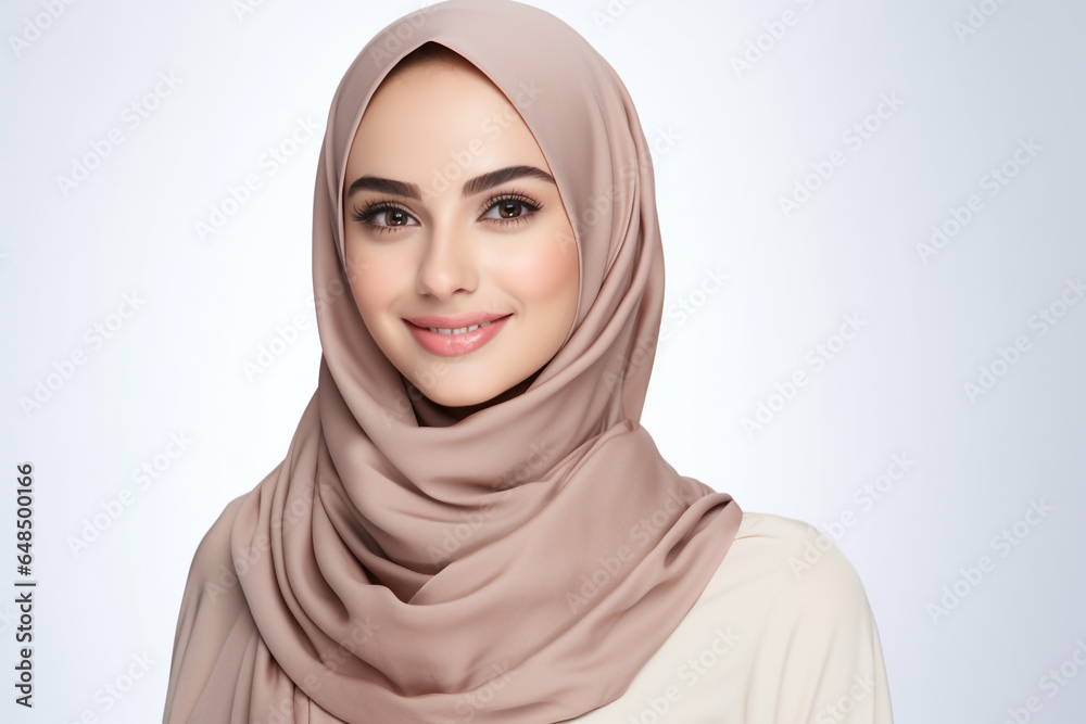 a beautiful young Arab Muslim model woman wearing hijab headscarf and smiling a beautiful young Arab Muslim model woman wearing hijab headscarf and smiling