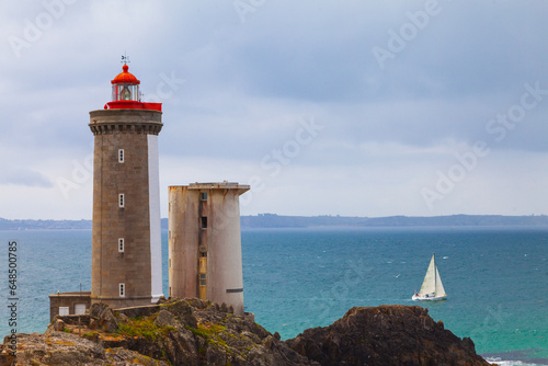 panoramic view of the famous le petit minou lighthouse located in a scenic area of brittany photo