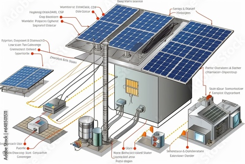 description about how the grid net metering process functions for solar panels. Generative AI photo