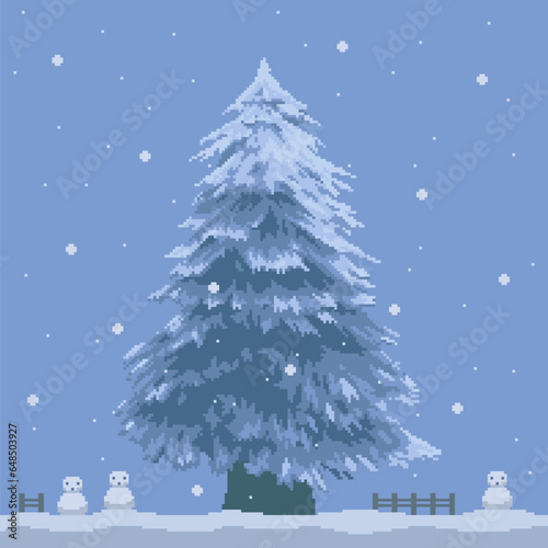 pixel art pine tree winter
