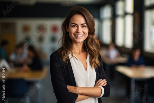 Beautiful Young European Woman Teacher. Сoncept Modern Education In Europe, Style Tips For Young Teachers, Women In Education, Cultivating Confidence In Young Women