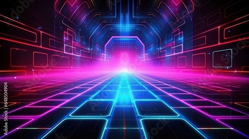 background Technology concept. Neon Tunnel modern