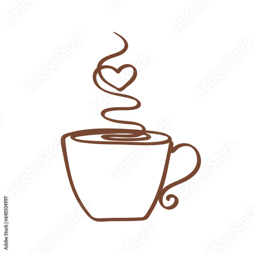 cup of coffee love symbol line style
