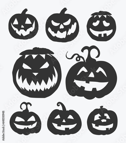 Black and White  Halloween hat pumpkin silhouette design or Halloween hat pumpkin and bat icon design template