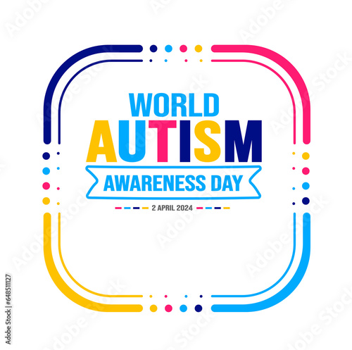 World autism awareness day typography transparent Png deisgn template celebrated in 2 April. use to background, banner, card, greeting card, poster, book cover, placard, photo frame, social media post