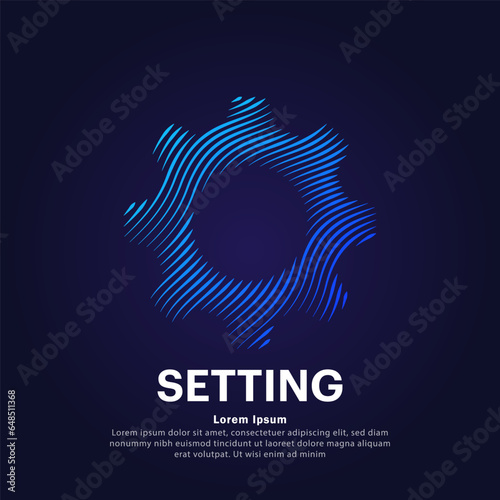 simple logo settings icon Illustration in a linear style. Abstract line art Gear Sign Logotype concept icon. Settings Vector illustration suitable for organization, company, or community. EPS 10
