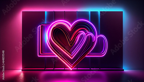 Design LOVE neon, valentine's day and lighting background, Ai generated image photo