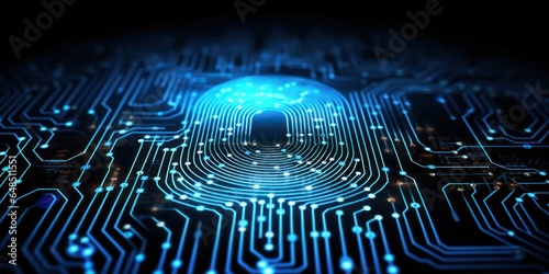 Fingerprint ID concept. Surveillance and security scanning of digital programs and fingerprint biometrics.