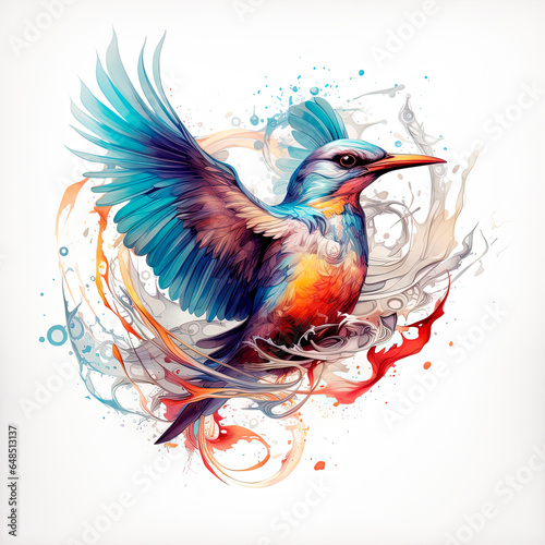 A color tattoo illustration surreal bird. Generative AI