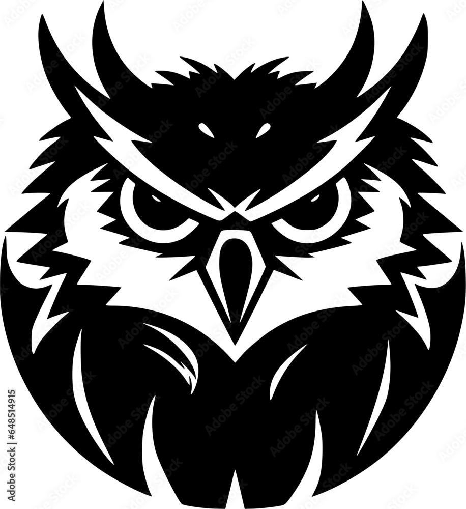 Owl - Black and White Isolated Icon - Vector illustration