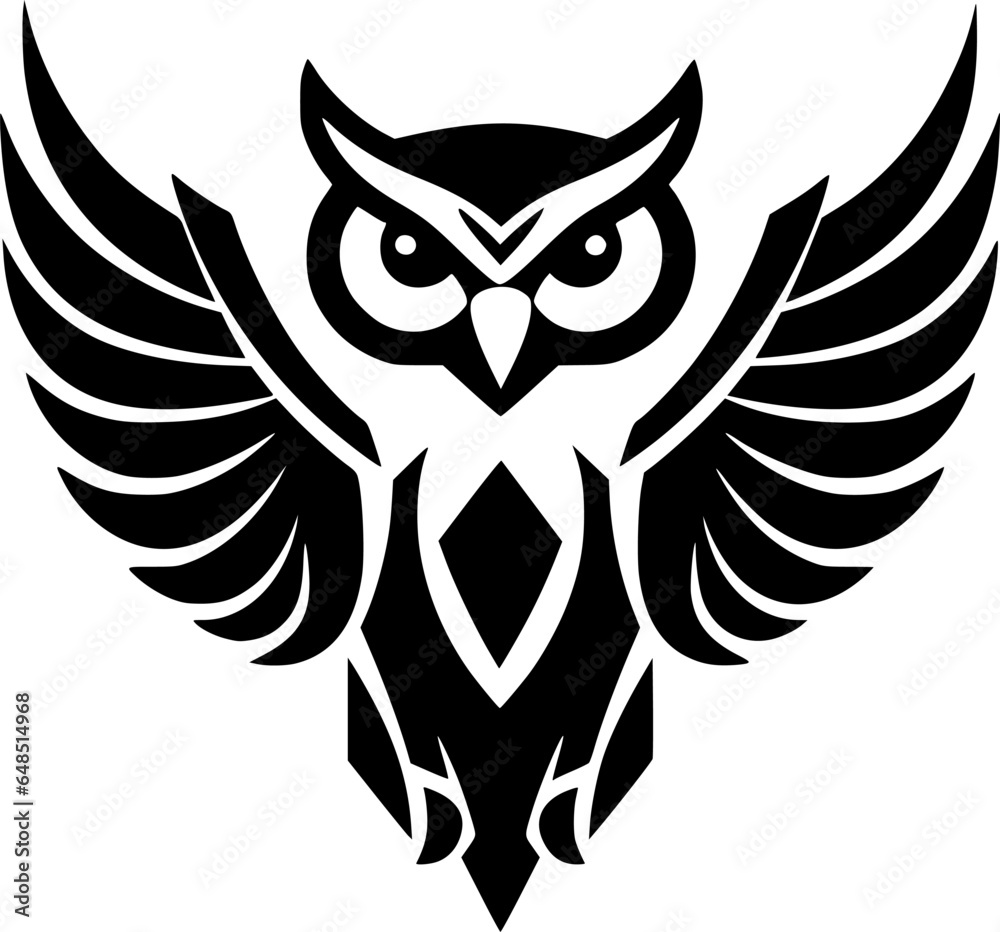 Owl | Black and White Vector illustration Owl | Black and White Vector illustration