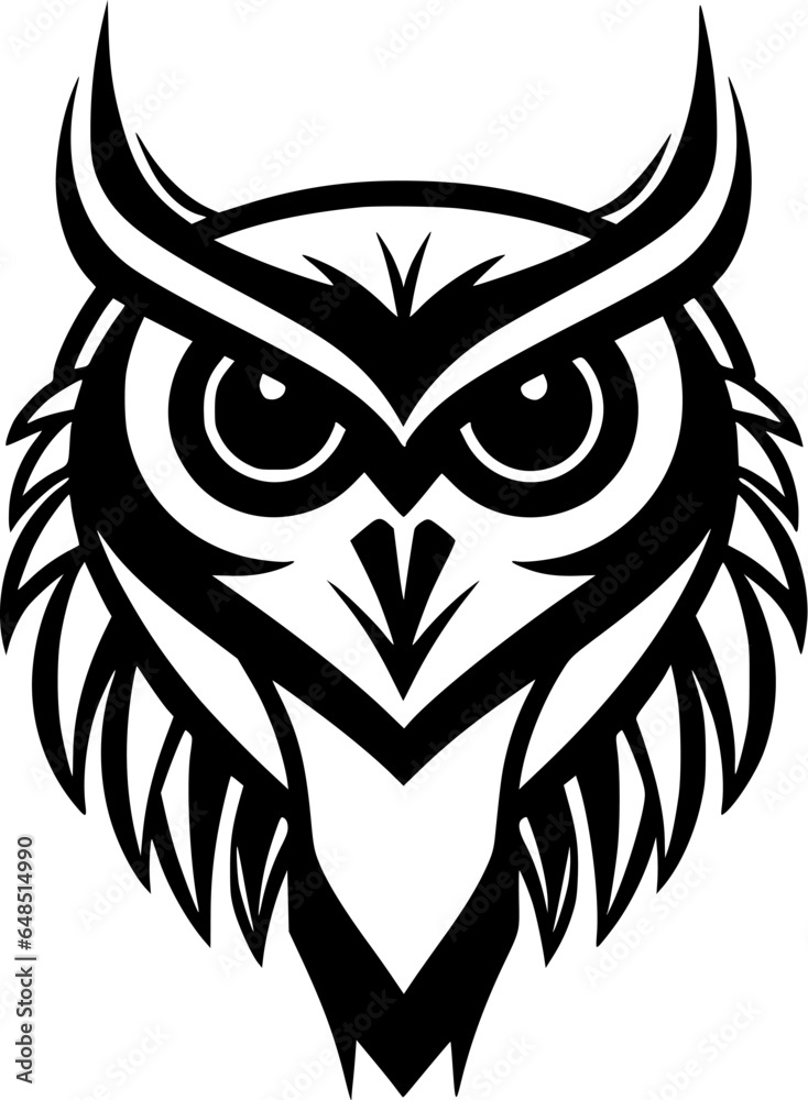 Fototapeta premium Owl | Black and White Vector illustration