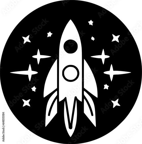 Rocket - Black and White Isolated Icon - Vector illustration
