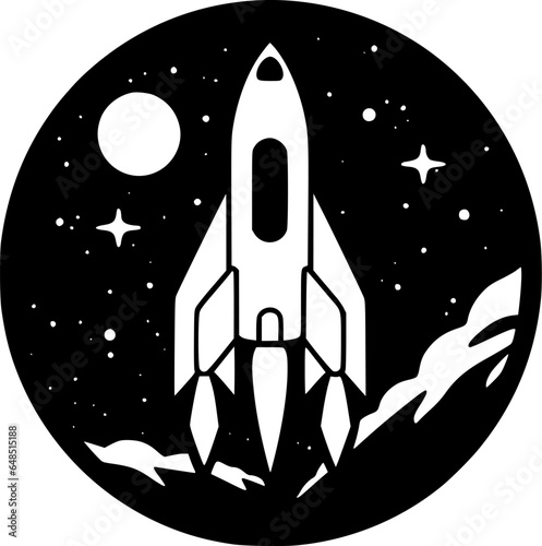 Rocket | Black and White Vector illustration