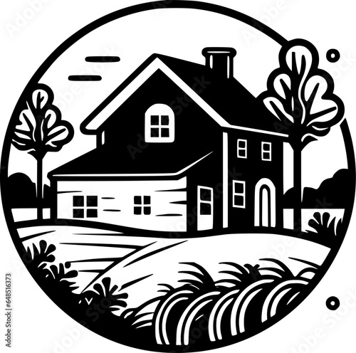 Farmhouse - Minimalist and Flat Logo - Vector illustration