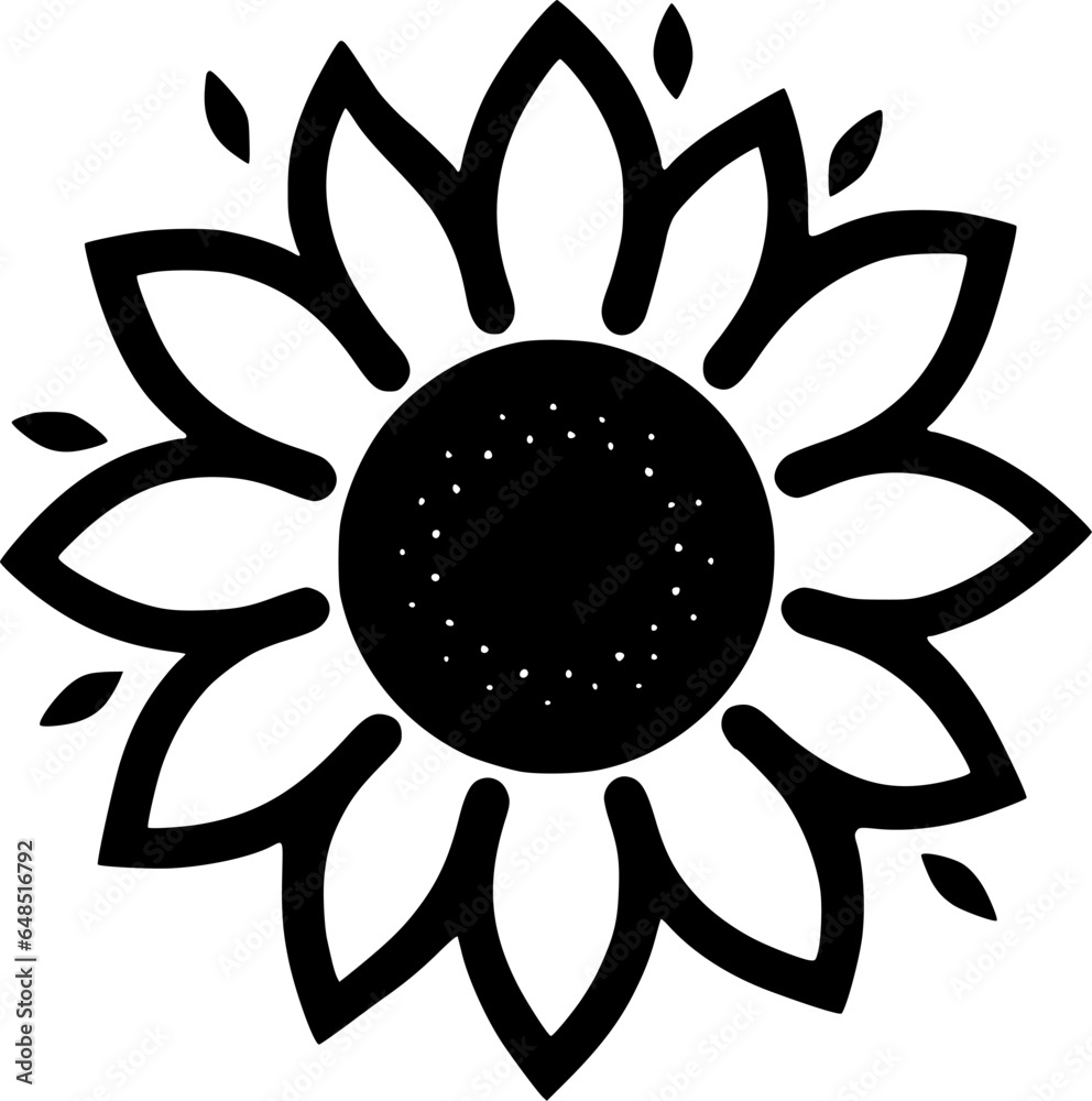 Flower - Black and White Isolated Icon - Vector illustration