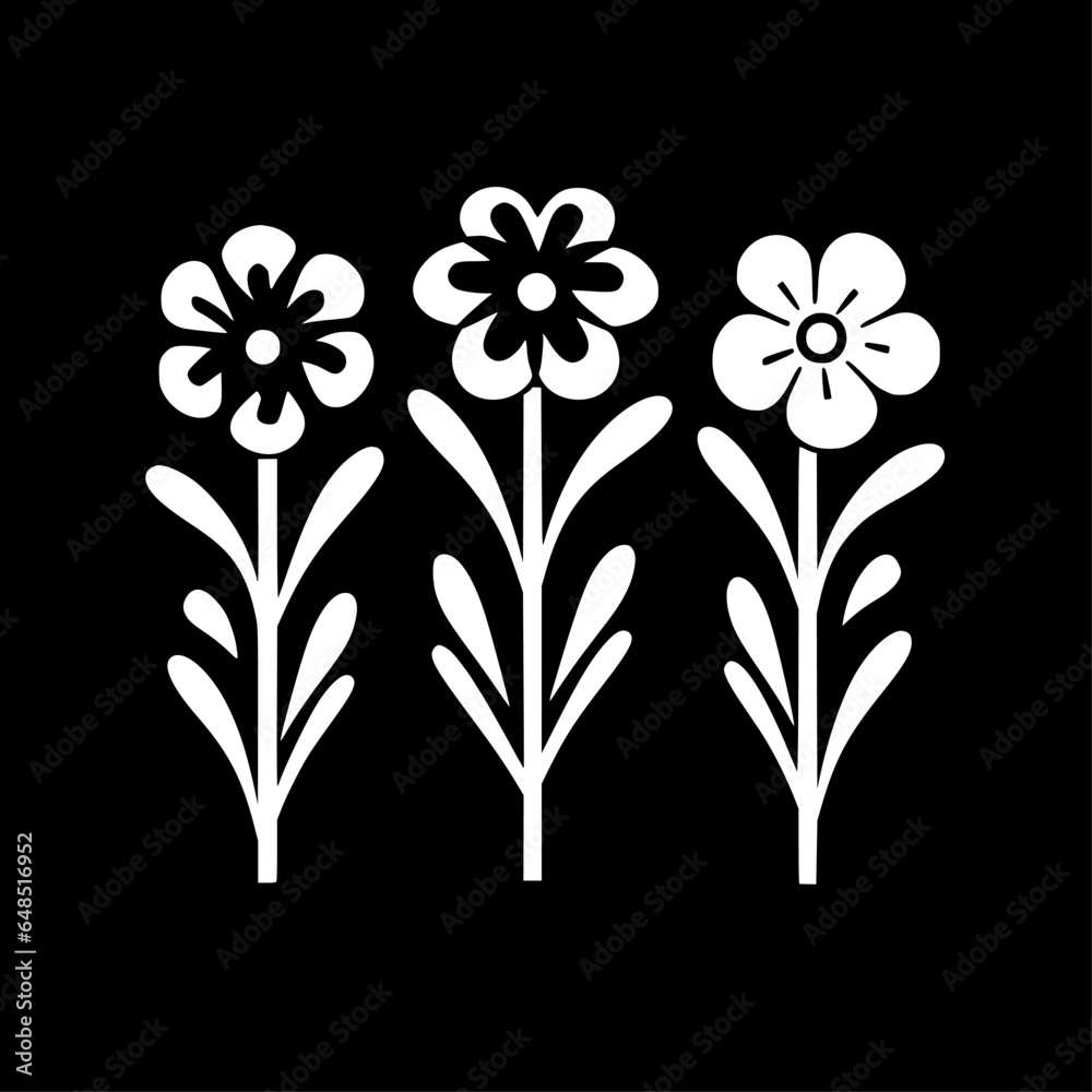 Flowers | Black and White Vector illustration Flowers | Black and White Vector illustration