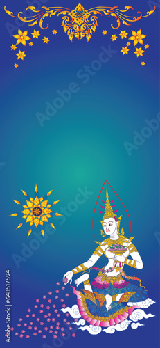 Vector illustration. Wallpaper iphone Thai art pattern or Line Thai background texture.