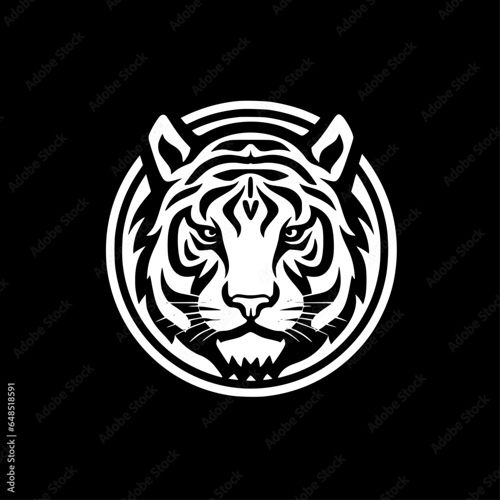 Tiger | Black and White Vector illustration Tiger | Black and White Vector illustration