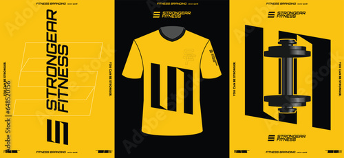 fitness gym workout branding template logo icon aidentity, 2d illustration rendering, soccer team shirt photo
