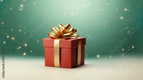Christmas wallpaper  a gift box on green background  Generative AI