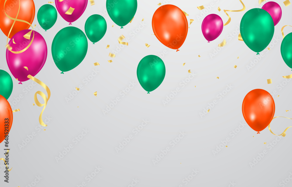 Celebration background with balloons and confetti. Vector illustration. Celebration background with balloons and confetti. Vector illustration.