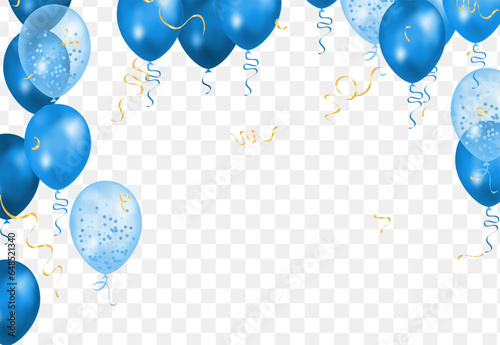 Blue Balloons on Transparent Background. Vector Illustration EPS10