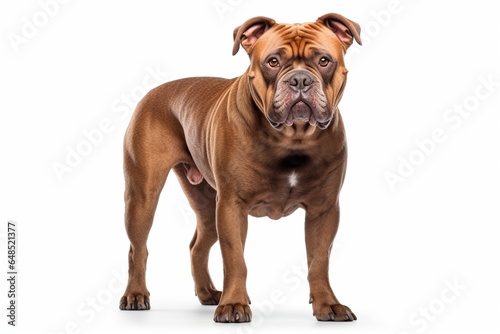 brown bully xl dog looking fierce isolated on white background photo