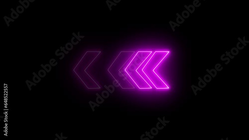 Abstract arrow video animation of glowing neon arrows in blue on a black background. m_284 photo