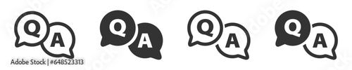 Question and answer icon set. FAQ. Q and A speech bubble. Vector illustration.