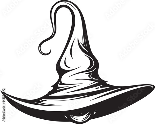 Halloween Witch hat vector icon Front view Black hat isolated on white background Autumn Holidays, Halloween Concept