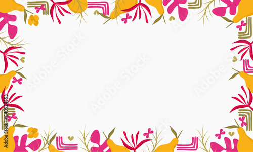 Floral and fuits background with copy spaces. Simple flower and pear background frame.