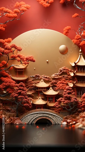The Chinese temple vertical new year image