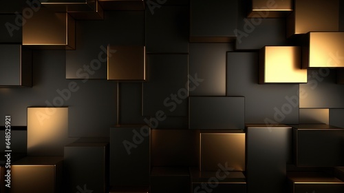 Design template for futuristic golden and black cubes.