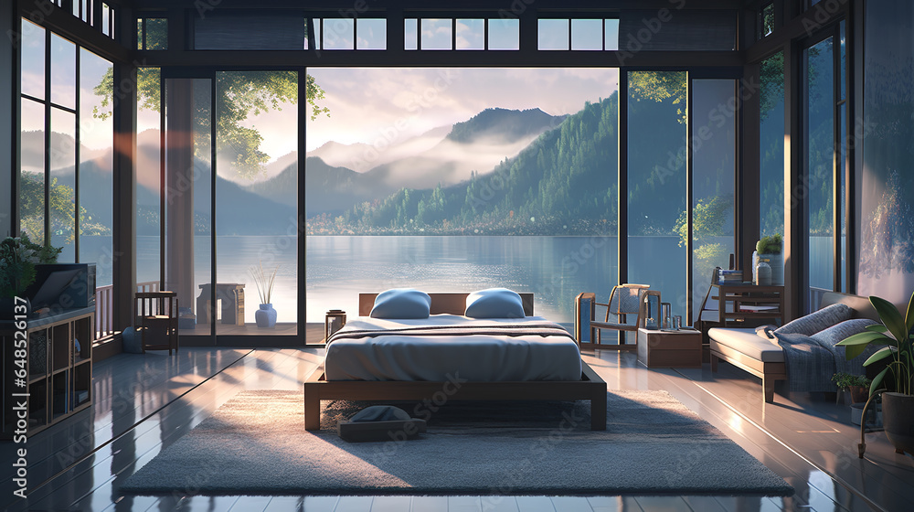 Fototapeta premium livingroom and bedroom house created by ai