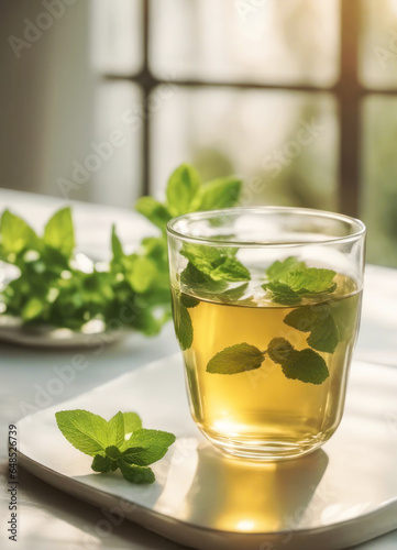 Fresh mint tea with copy space