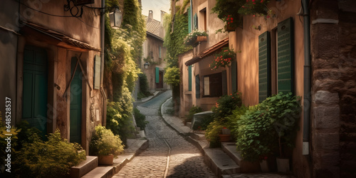 European charm a picturesque alleyway in a charming Europ generative AI © NAWKO