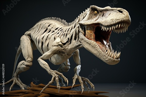 Fierce allosaurus fossil in white 3D artwork. Generative AI photo