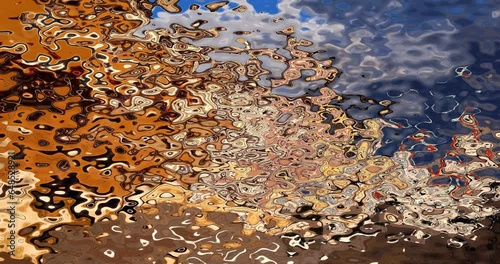 abstract seamless looping video background animated stained - watercolor stained liquid paint effect - color rusty red brown sky blue