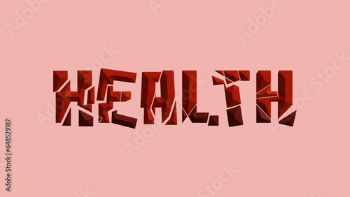 Poor health represented as broken stone word 'health'