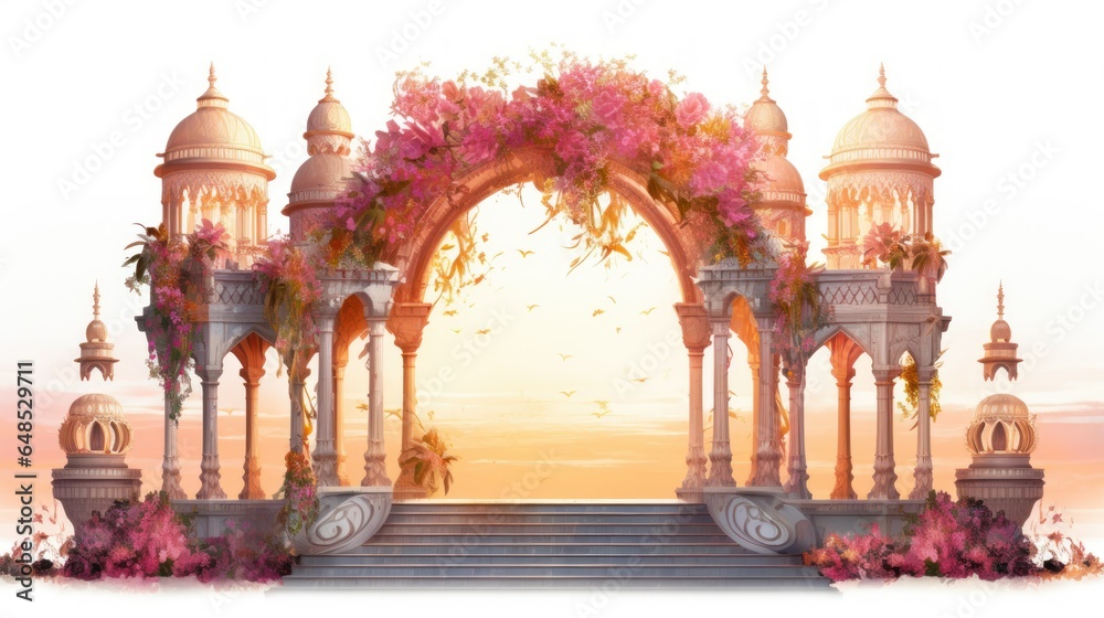 Illustration of an wedding arch following indian theme - obrazy, fototapety, plakaty 